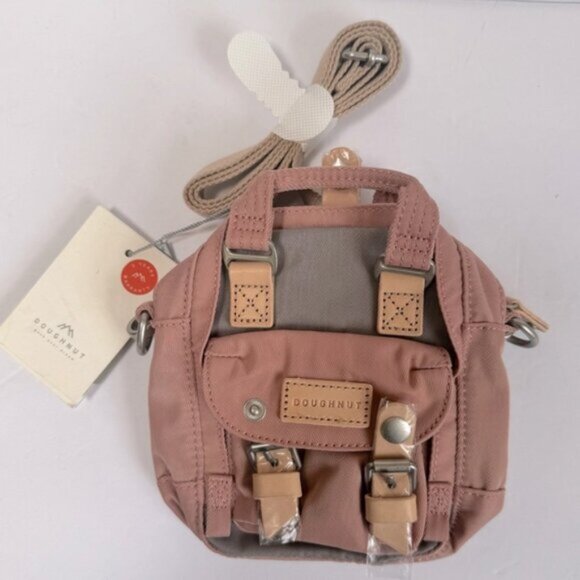 Doughnut NEW Macaroon Tiny Reborn Leather Trim Backpack Crossbody Bag Recycled - Picture 7 of 16